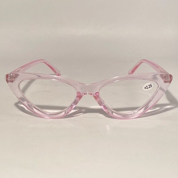 1339 Emma Cateye Reading Glasses 2.25 Clear Pink Readers NWT - Picture 3 of 9